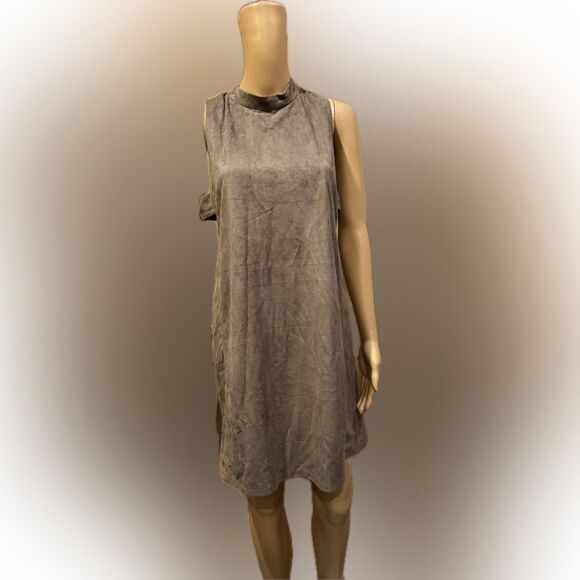 OnTwelfth Cut Out Faux Suede Sleeveless Midi Dress size L - Picture 1 of 6